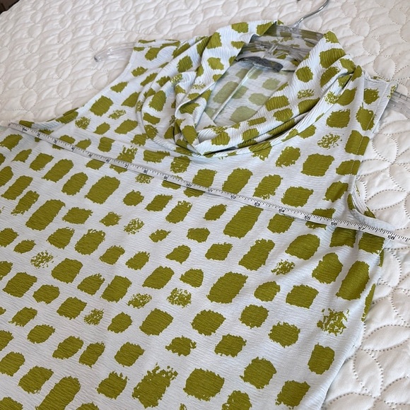 Chalet et ceci Green Patterned Sleeveless Tunic Top Oversized Sm Fits Med - Picture 8 of 9